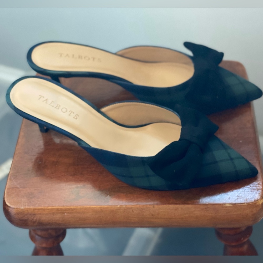 Talbots plaid mules size 8.5